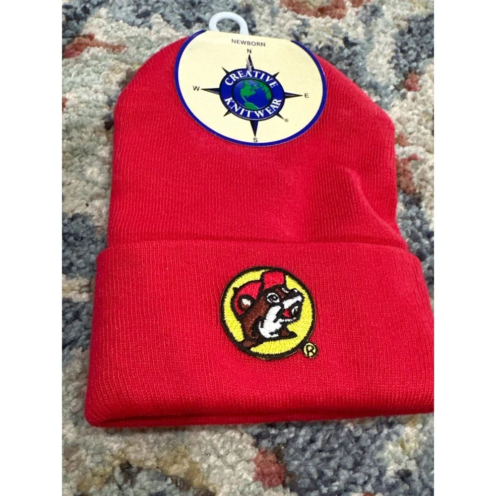 Buc-ee's Beanie Newborn Red Creative Knitwear Logo Patch‎ NWT